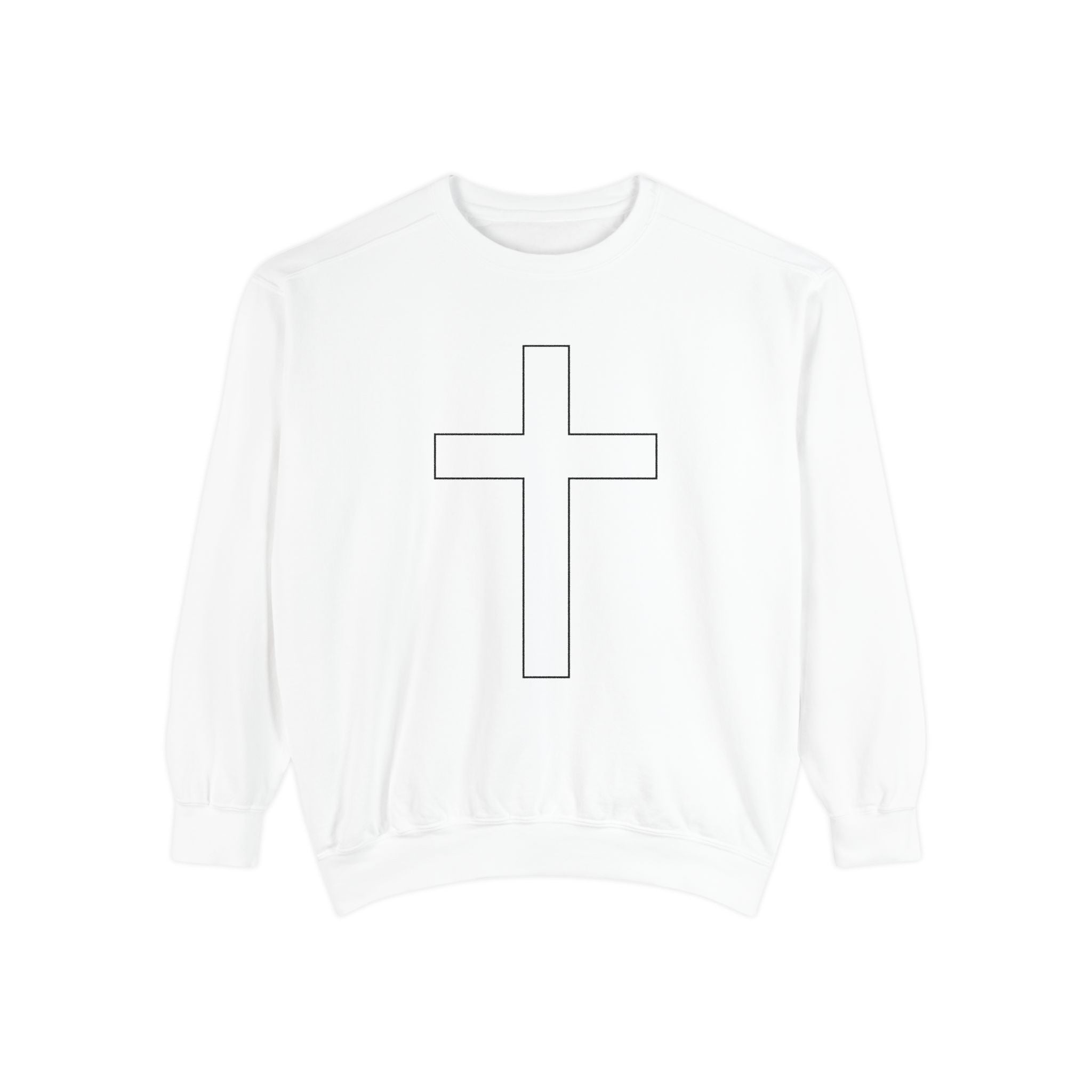 Christian Sweatshirt — Cross Design with Psalm 27:1 Verse Back
