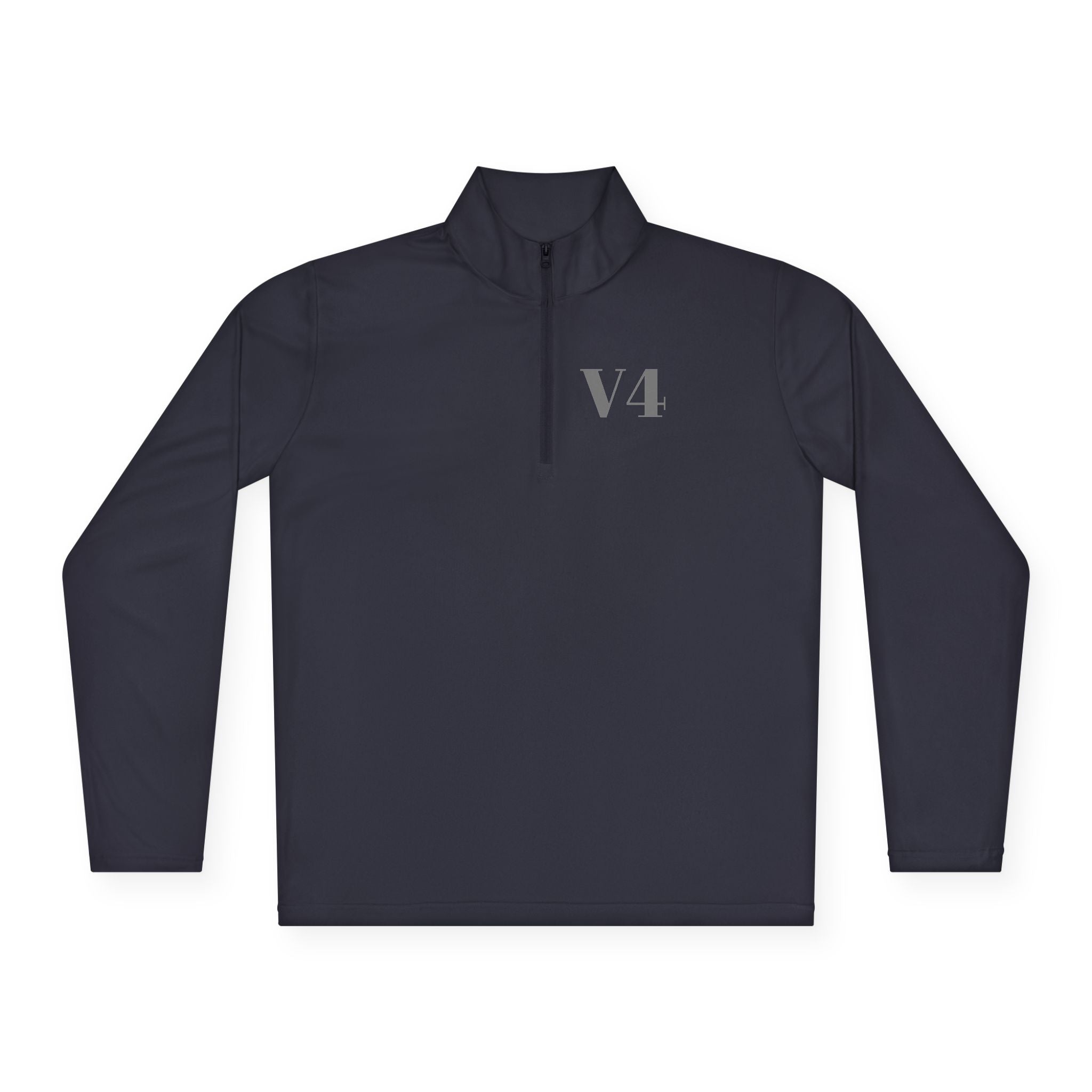 Quarter-Zip Pullover — Minimal 'V4' Chest Logo Performance Pullover