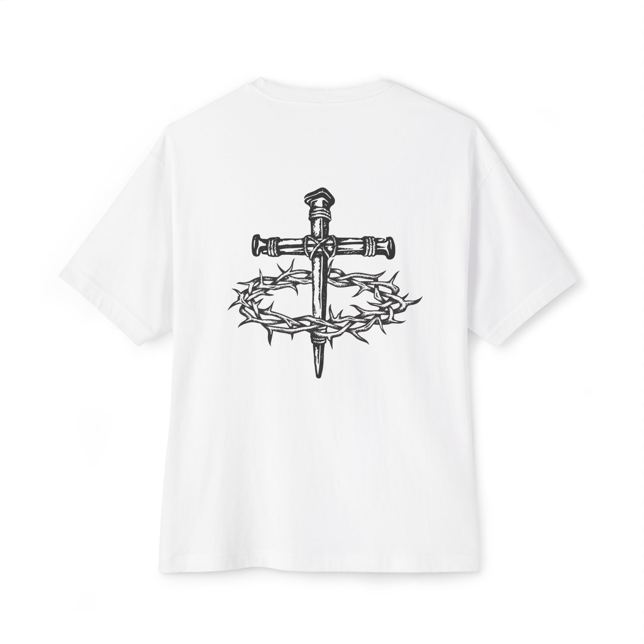 Boxy Tee — "V4LKYRY" Graphic Shirt with Sword & Crown of Thorns Back Art