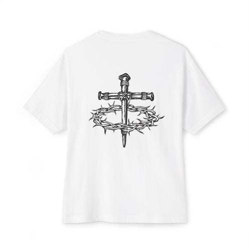 Boxy Tee — "V4LKYRY" Graphic Shirt with Sword & Crown of Thorns Back Art