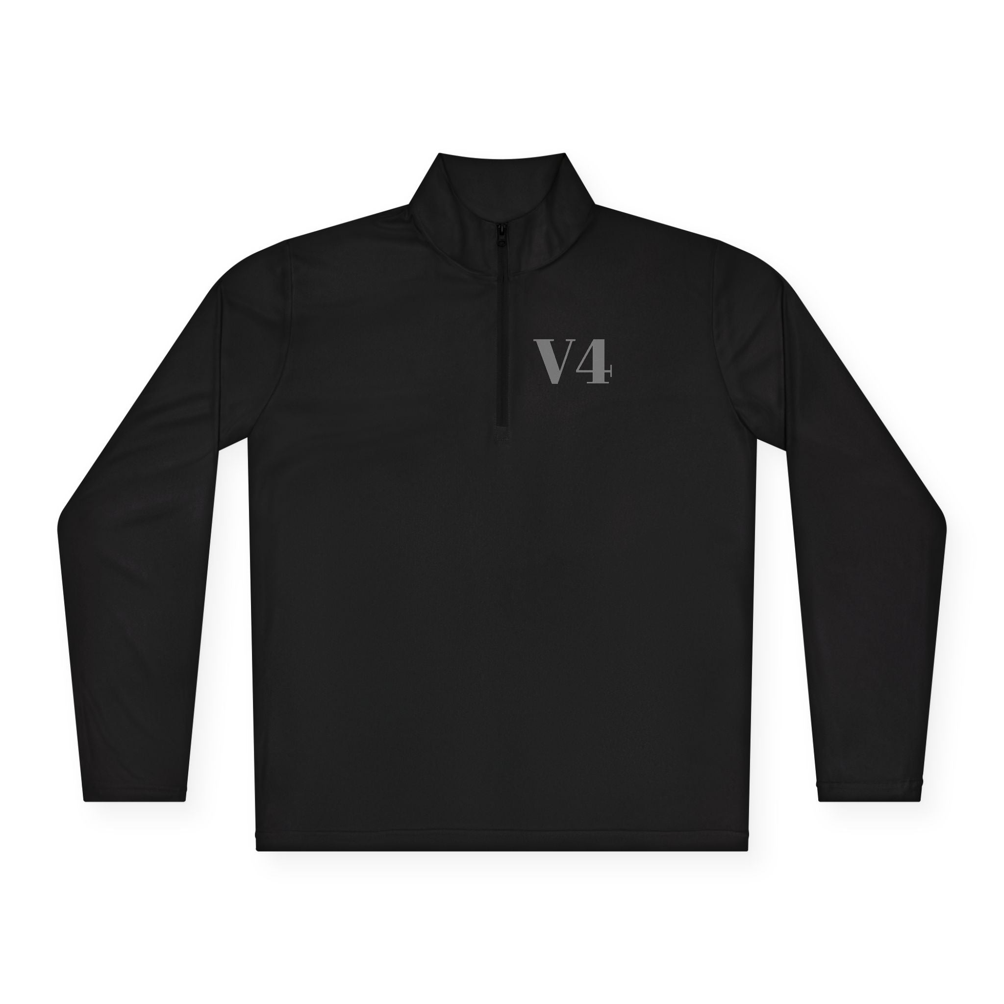 Quarter-Zip Pullover — Minimal 'V4' Chest Logo Performance Pullover