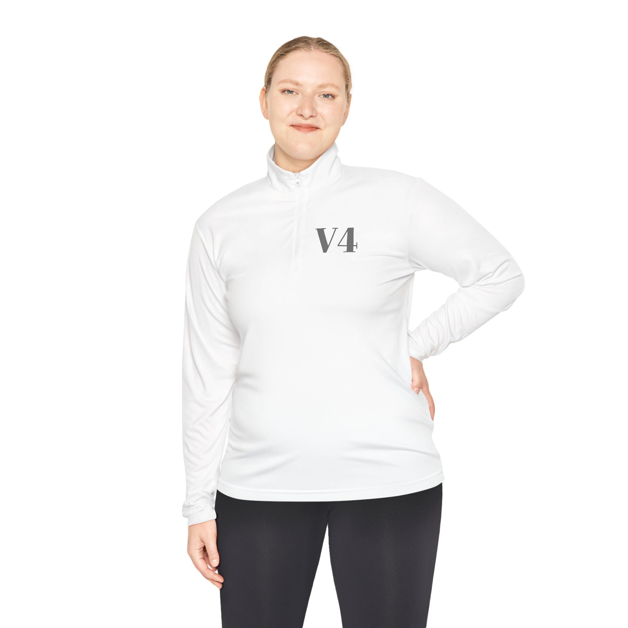 Quarter-Zip Pullover — Minimal 'V4' Chest Logo Performance Pullover